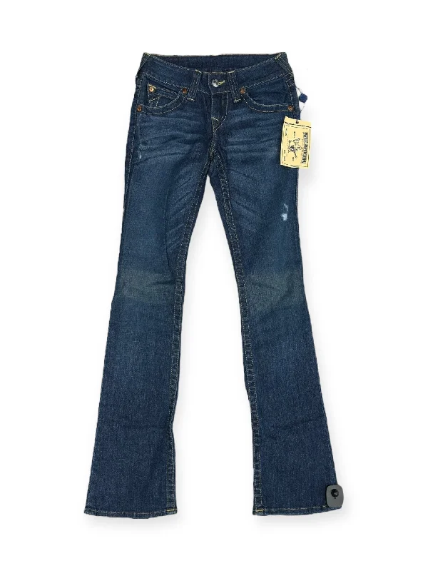 women's denim jeans with elastic waistbandsJeans Boot Cut By True Religion In Blue Denim, Size: 26