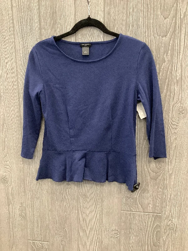 women's tops in solid colorsTop Long Sleeve By Ann Taylor In Navy, Size: S