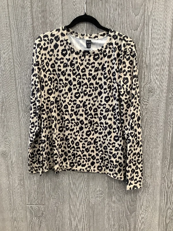 women's tops with flutter sleevesTop Long Sleeve By Cme In Animal Print, Size: L