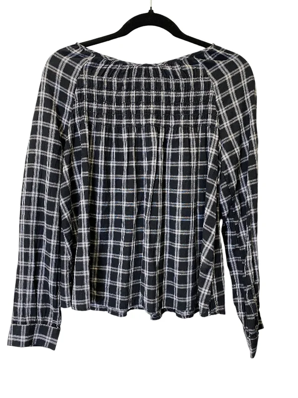 luxury women's topsTop Long Sleeve By Old Navy In Plaid Pattern, Size: M