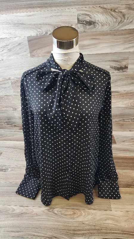 women's tops for vintage fashion enthusiastsTop Long Sleeve By Who What Wear In Polkadot Pattern, Size: L