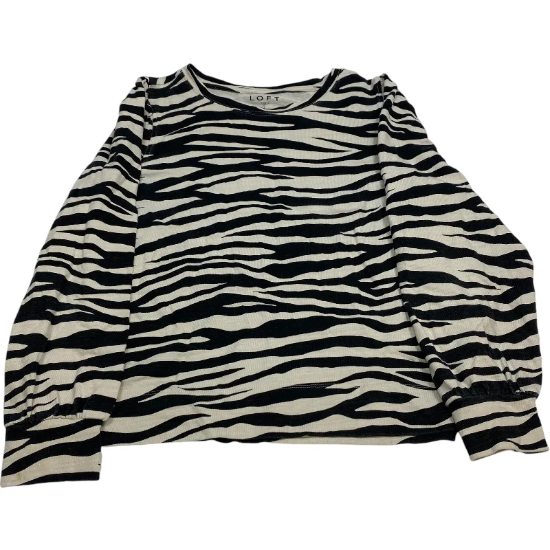 striped women's topsTop Long Sleeve By Loft In Animal Print, Size: L