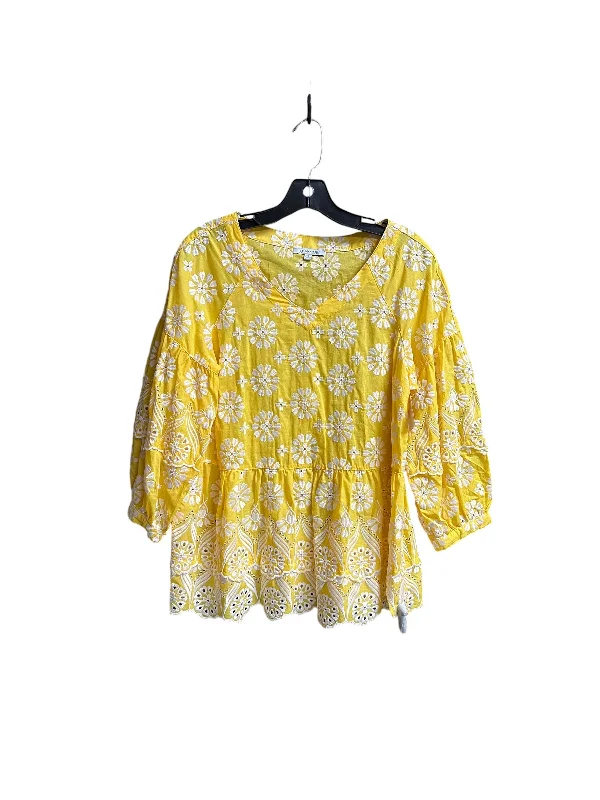 women's tops for relaxed weekendsTop Long Sleeve By John Mark In Yellow, Size: S