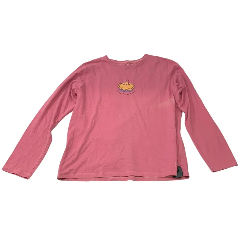 women's tops with unique designsTop Long Sleeve By Life Is Good In Pink, Size: L