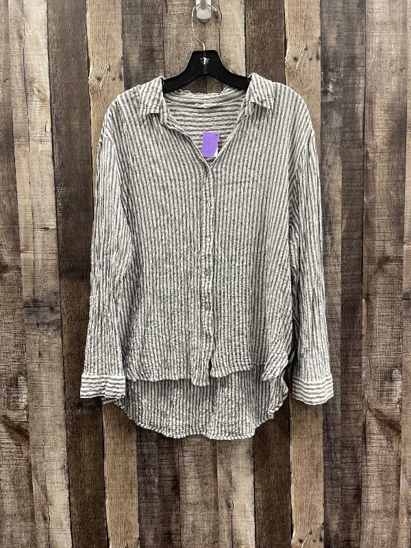 women's tops with spaghetti straps and deep V-necksTop Long Sleeve By Jane And Delancey In Striped Pattern, Size: Xl