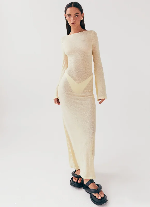 Chic DressOlivia Long Sleeve Maxi Dress - Lemon