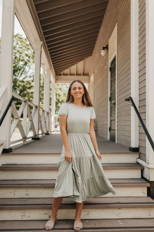 Laced-Up DressHannah Midi Dress in Sage