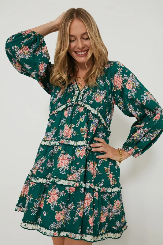 Casual DressGreen Floral Tiered Trina Mini Dress