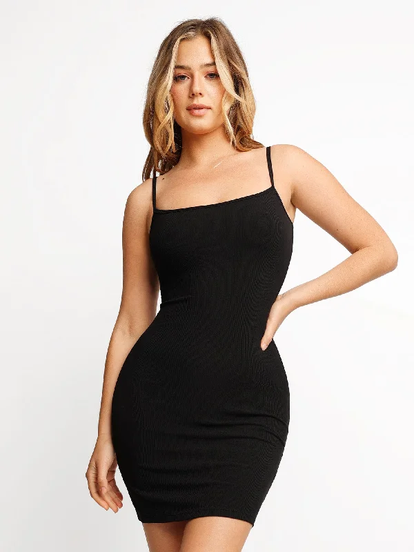 women's hourglass figure dressesShapewear Solid Modal Butt Lift Mini Slip Dress