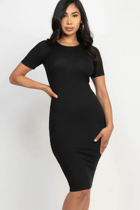 women's ball gown dressesRibbed Bodycon Midi Dress