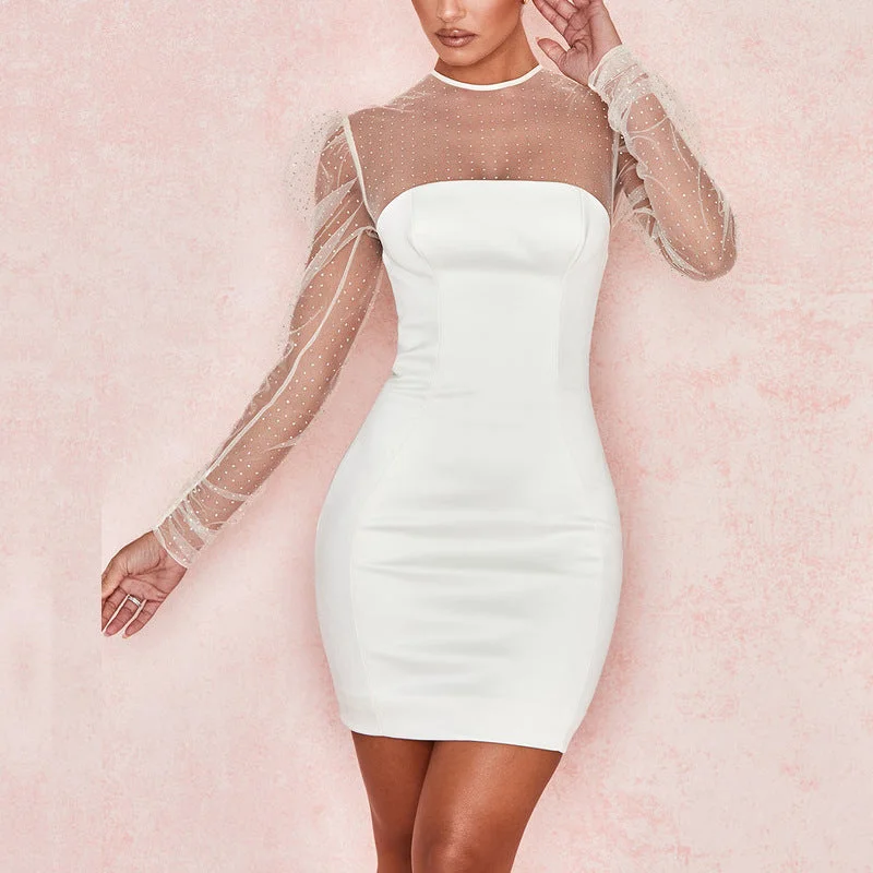 Metallic DressCarmina Statement Sleeve Bodycon Dress - Shell - FINAL SALE