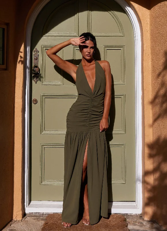 Backless DressTruly In Love Maxi Dress - Khaki