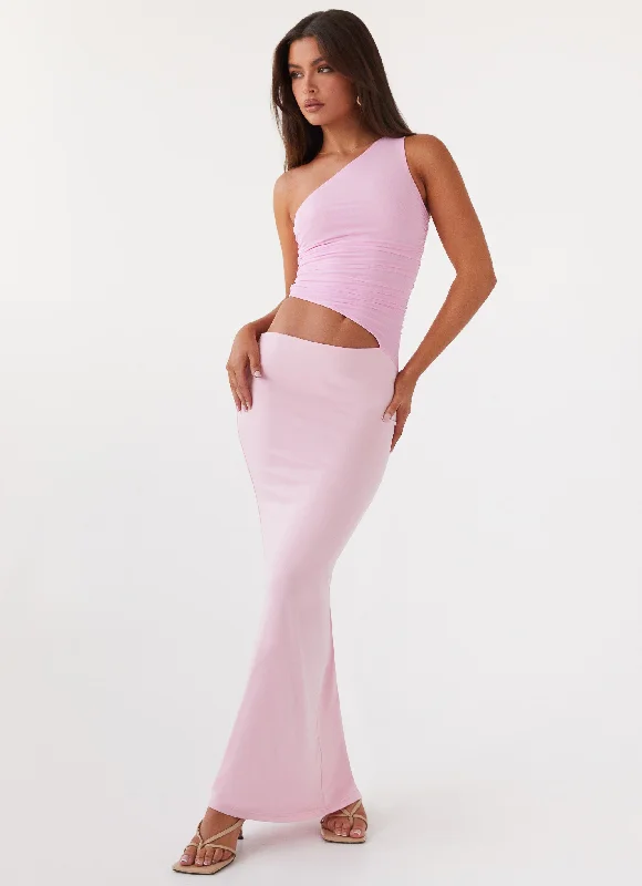 Ribbon DressSeranella One Shoulder Maxi Dress - Pink