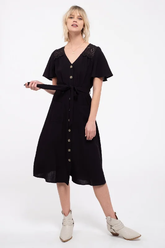 women's flutter-sleeved dressesAdeline Midi Dress