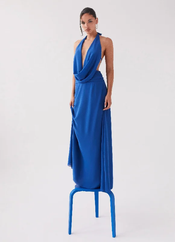 Trumpet DressElysia Chiffon Maxi Dress - Cobalt