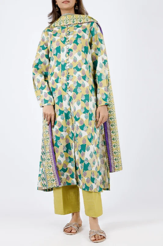 Printed Khaddar Stitched 2 Piece Shirt/Dupatta