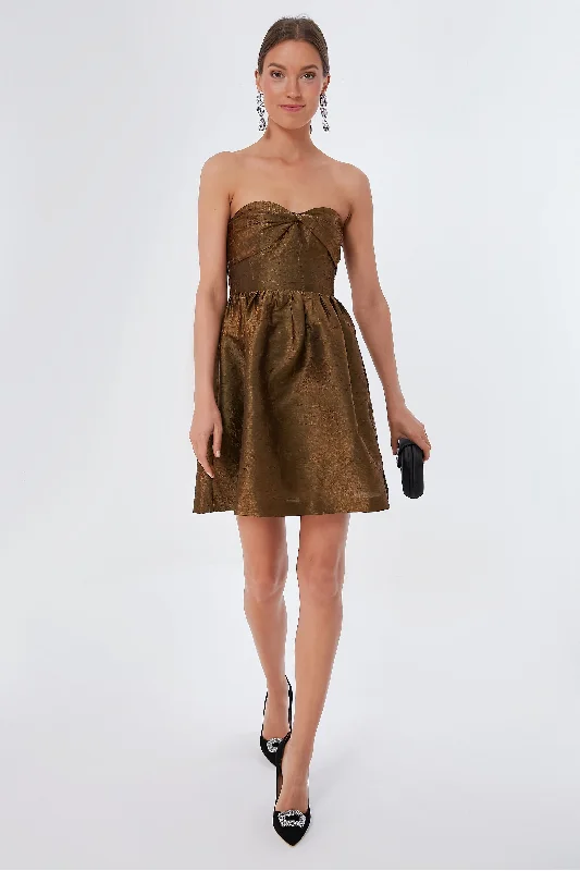 Beaded DressBronze Jacquard Anastasia Mini Dress