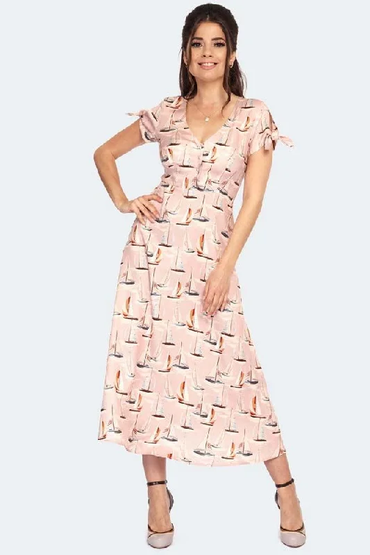 Pastel DressSail Away Print Midi Dress