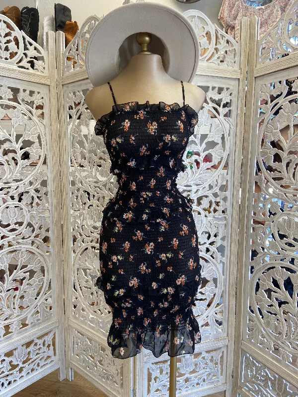 Leather DressSmocked Bodycon Floral Dress