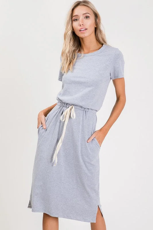 women's boho dressesMelody Casual Midi Dress in Grey