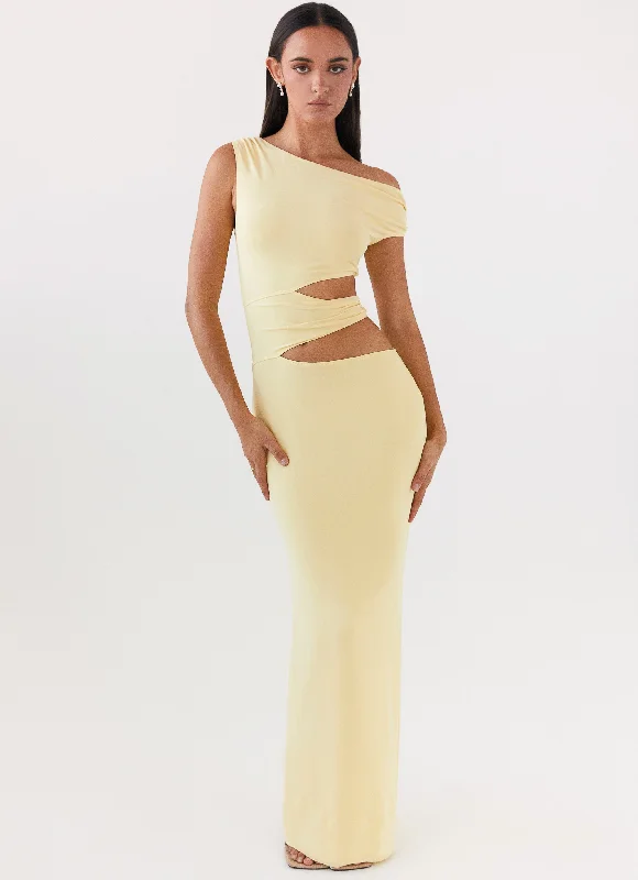 Fit-And-Flare DressMargot One Shoulder Maxi Dress - Yellow