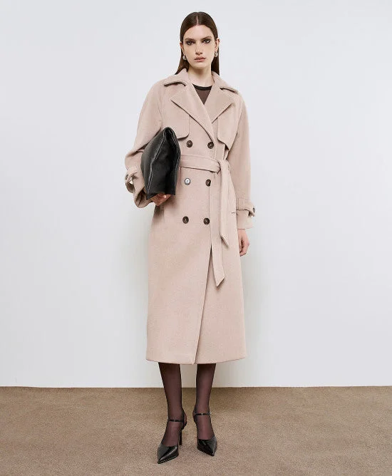 Access Fashion Nude Long Belted Coat