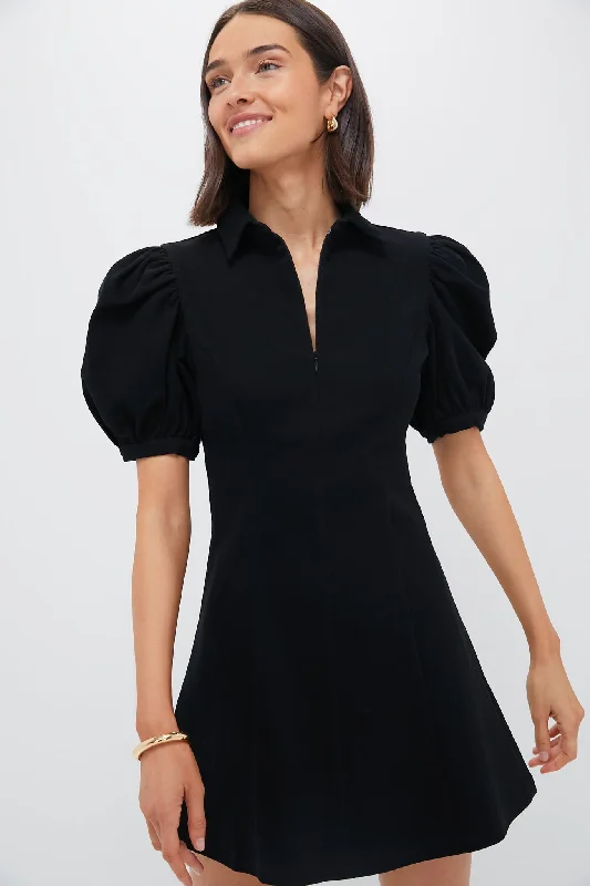 Peter Pan Collar DressBlack Front Zip Denim Mini Dress