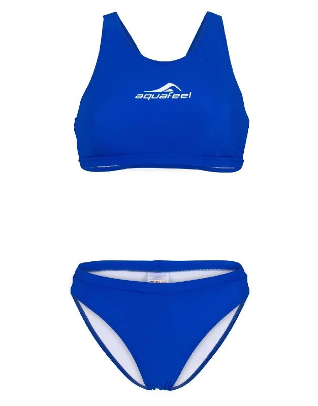 Bow-Accented Female SwimwearRacerback Bikini Set - Royal Blue