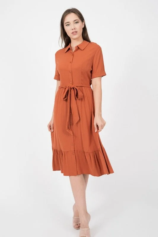 women's custom dressesJayda Midi Dress in Rust