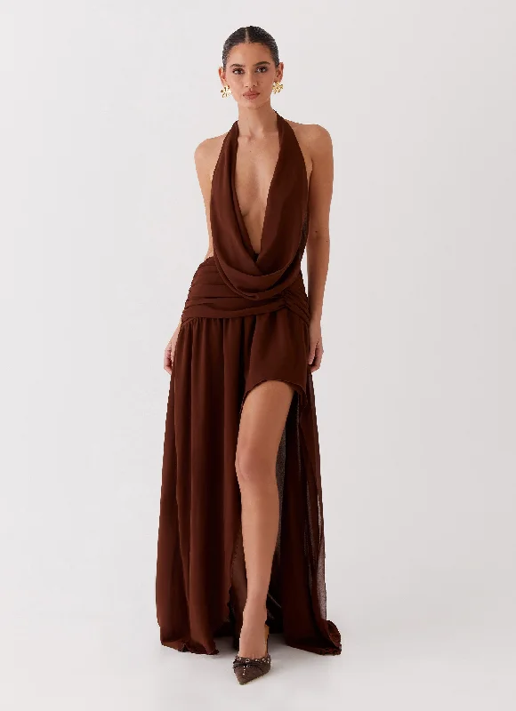 women's high-low dressesBlake Rose Maxi Dress - Brown