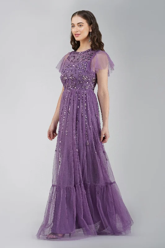 Velvet DressMarly Purple Embellished Maxi Dress