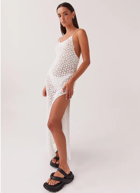 women's shift dressesShellie Crochet Maxi Dress - White