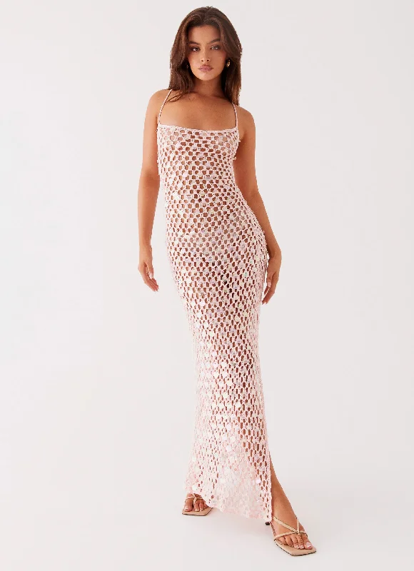 Ruffled Hem DressCalabria Crochet Maxi Dress - Pink