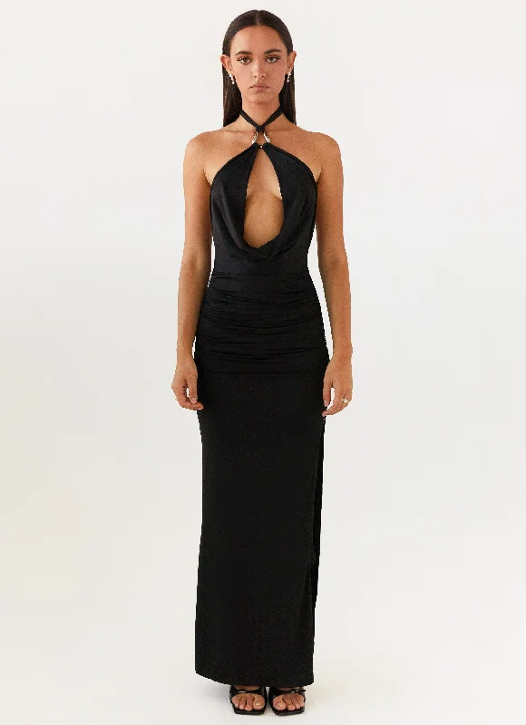 Crepe DressSamara Halterneck Maxi Dress - Black