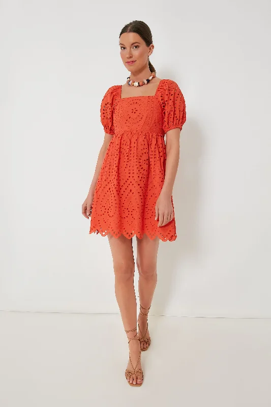 Crepe DressOrange Eyelet Clara Mini Dress