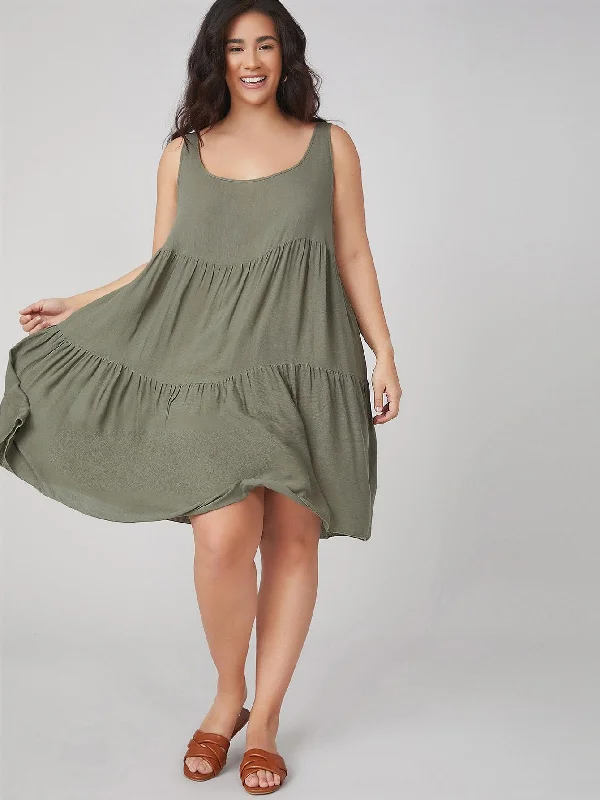 Backless DressPLUS SIZE Adela Midi Dress - Khaki