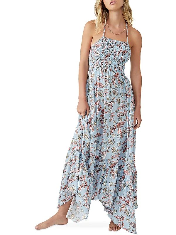 A-Line DressHeat Wave Womens Printed Smocked Maxi Dress