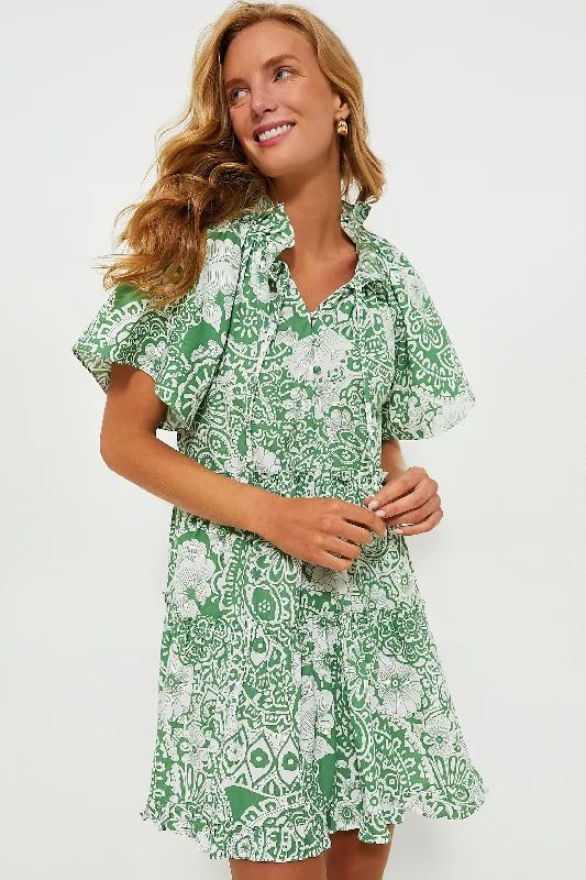 Fit-And-Flare DressGreen and White Tiered Thea Mini Dress