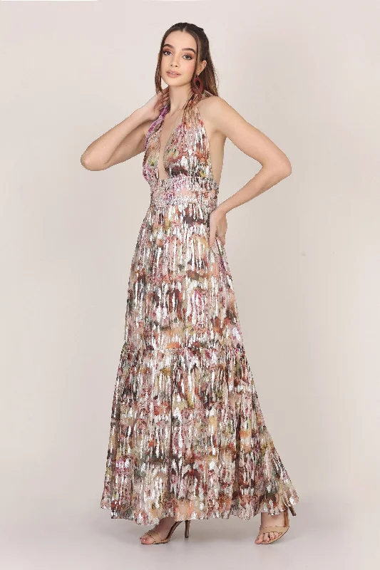 women's limited-edition dressesNoorex Metallic Printed Maxi Dress