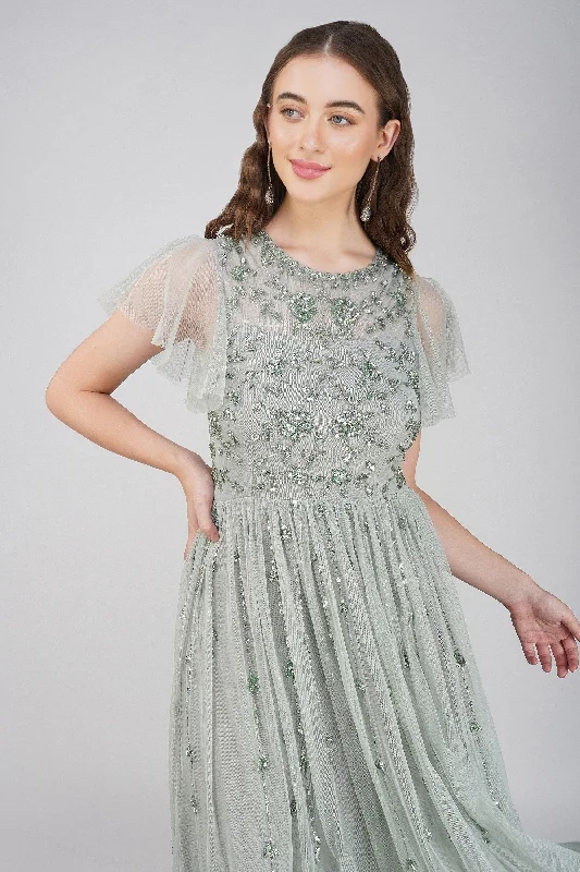 Embellished DressMarly Sage Green Embellished Maxi Dress