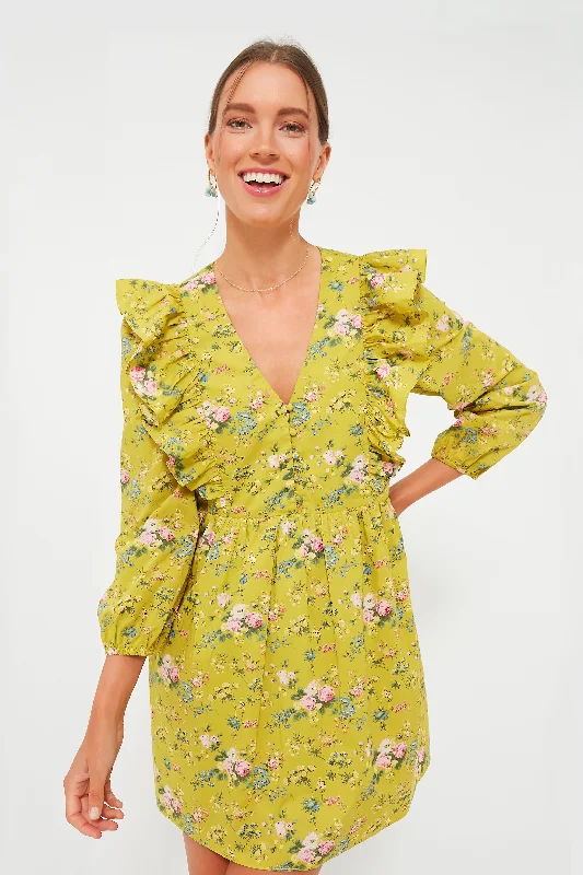 Asymmetric DressGreen Floral Ruffle Reese Mini Dress