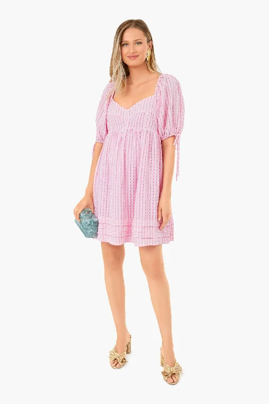 women's lace dressesPink Gingham Leyton Mini Dress