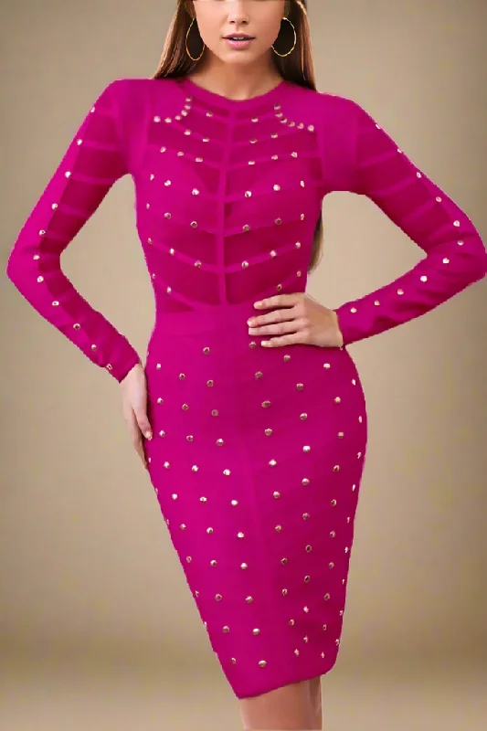 Chic DressRosa Long Sleeve Bodycon Dress - Neon Purple