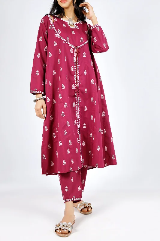 Embroidered Cotton Jacquard Stitched 2 Piece (Shirt/Trouser)