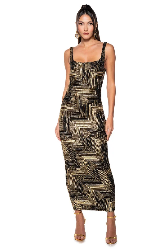 Cocktail DressGEO METALLIC SQUARE NECK MAXI DRESS