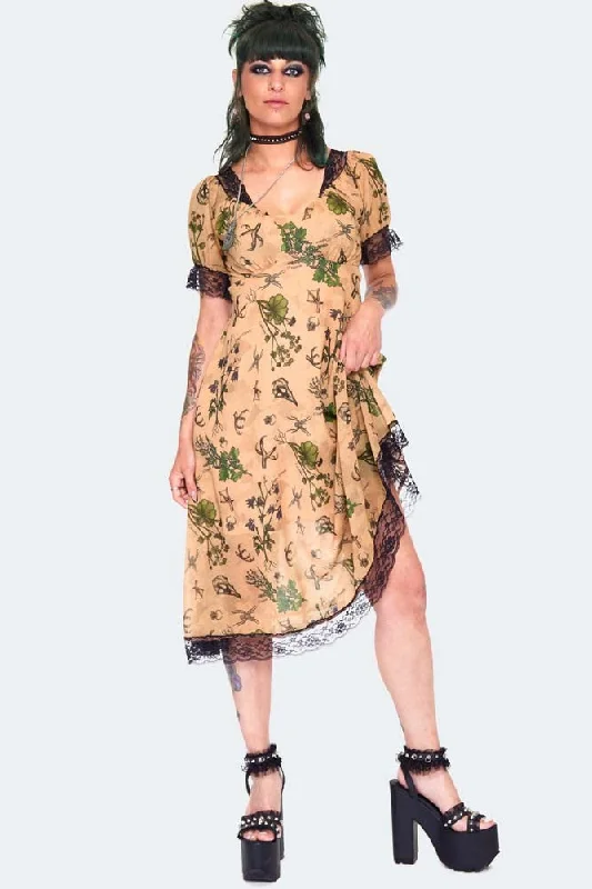 Asymmetric DressApothecary Print Midi Dress