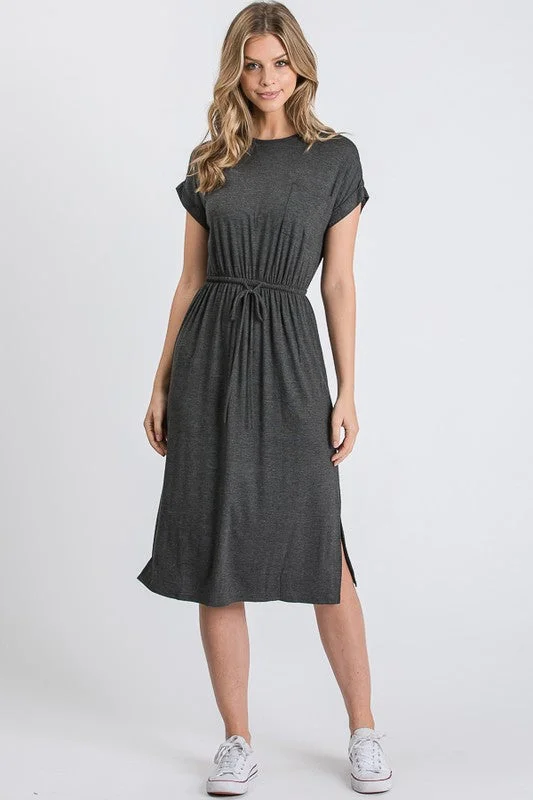 women's petite dressesAurora Midi Dress in Charcoal