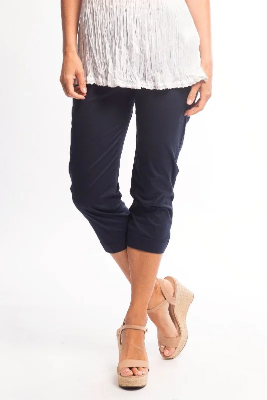 women's cotton pants3/4 Navy Blue Cotton Pants