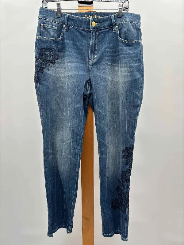 women's patched pantsChico's Women's Size 10 Blue Lace Jeans