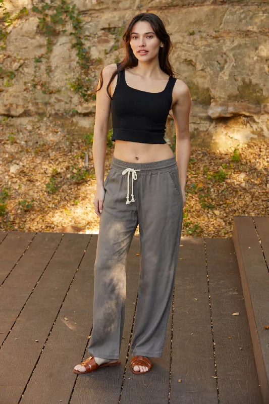 women's sustainable pantsHigh Waist Relaxed Lounge Beach Pants - Grey